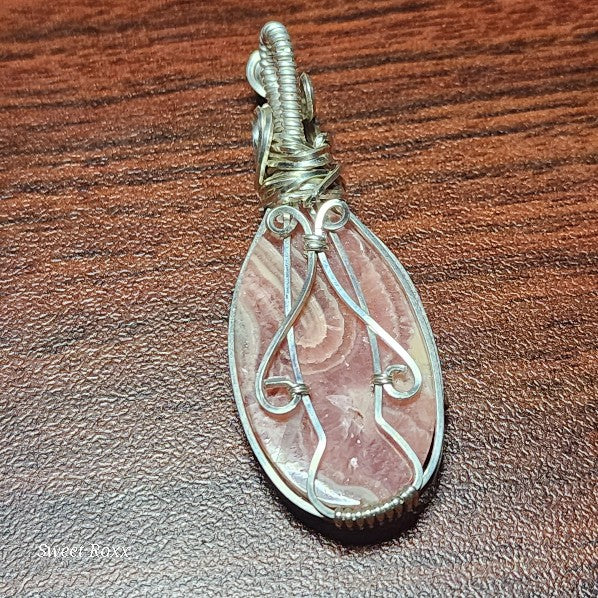 Rhodochrosite Pendant with Sterling Silver