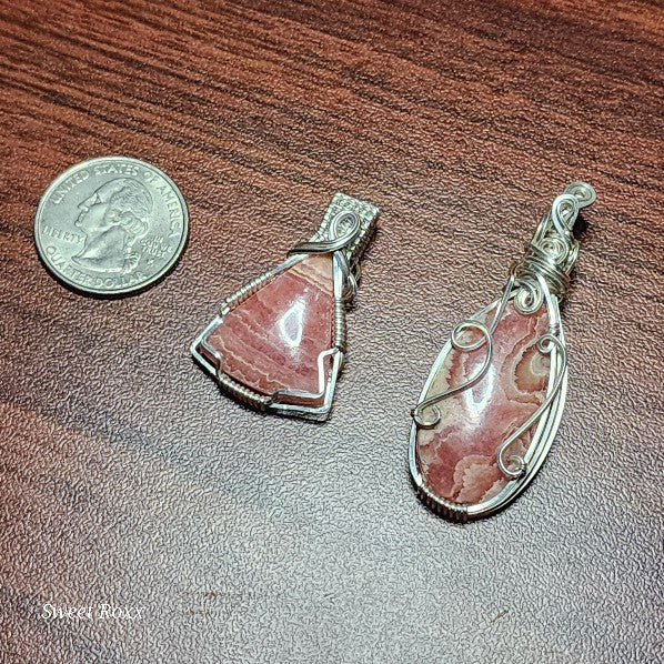 Rhodochrosite Pendant with Sterling Silver