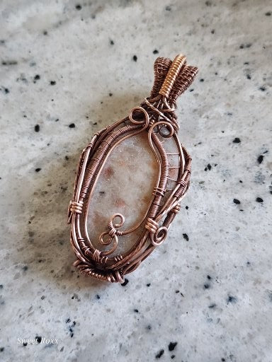 Sunstone Pendant with Antique Copper