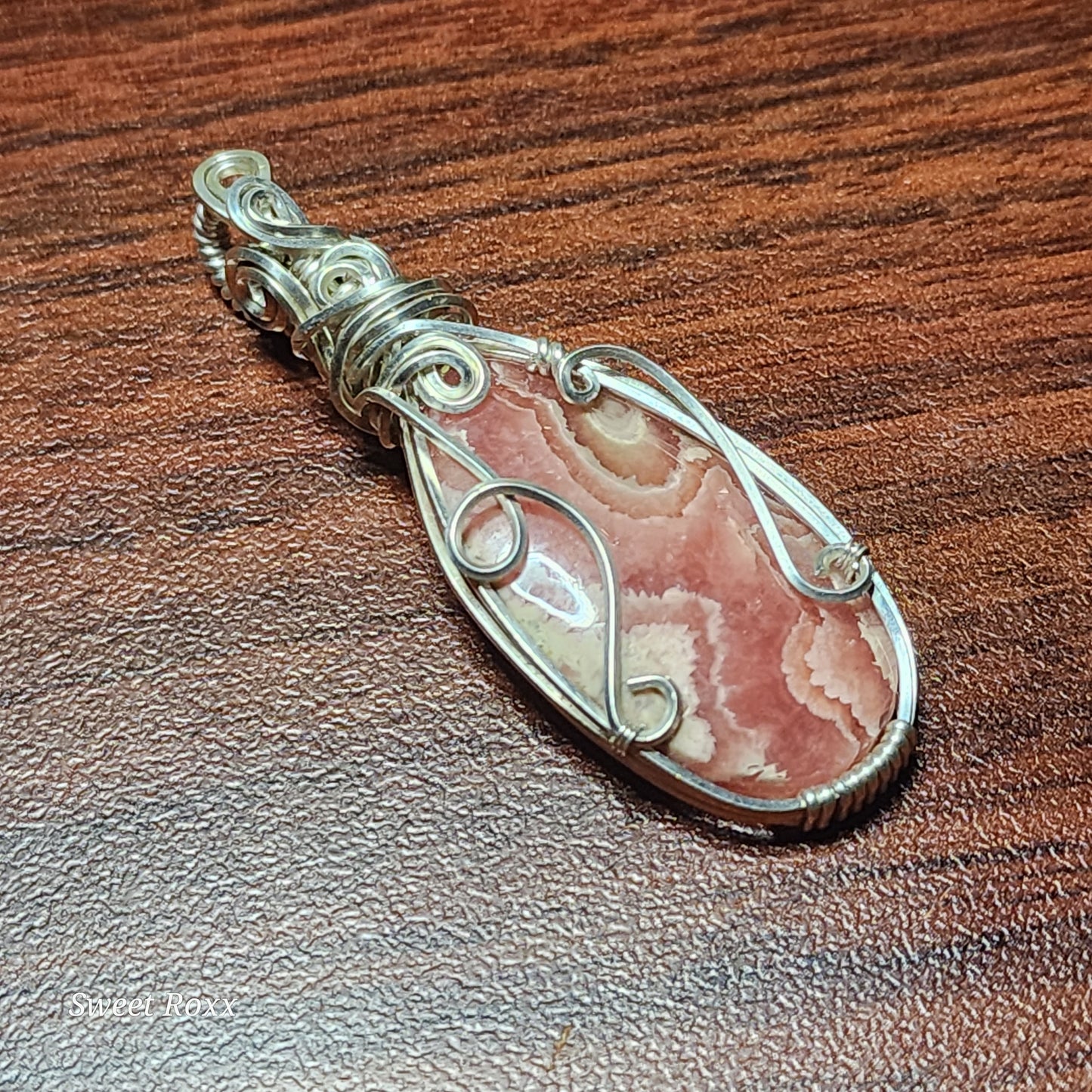 Rhodochrosite Pendant with Sterling Silver