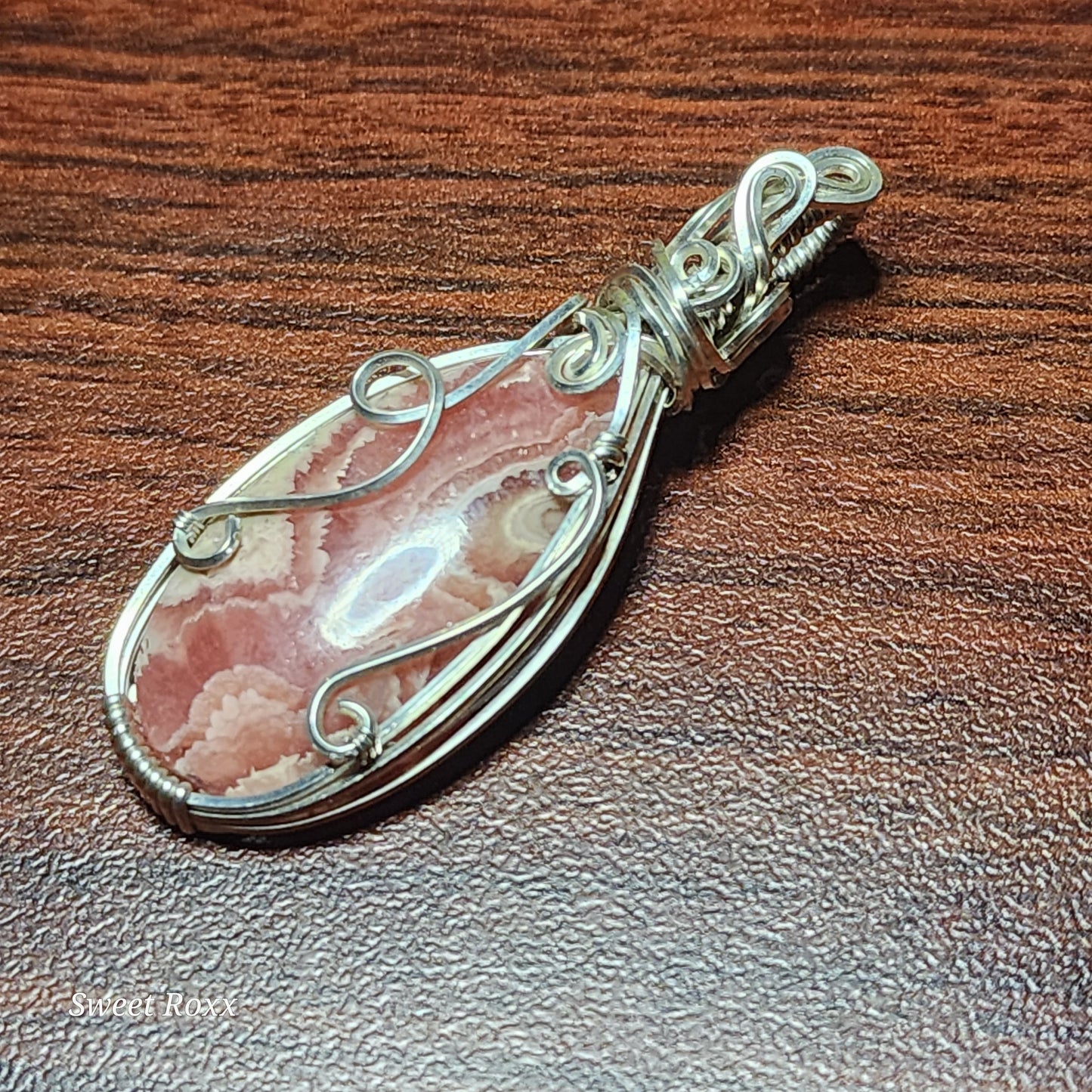 Rhodochrosite Pendant with Sterling Silver