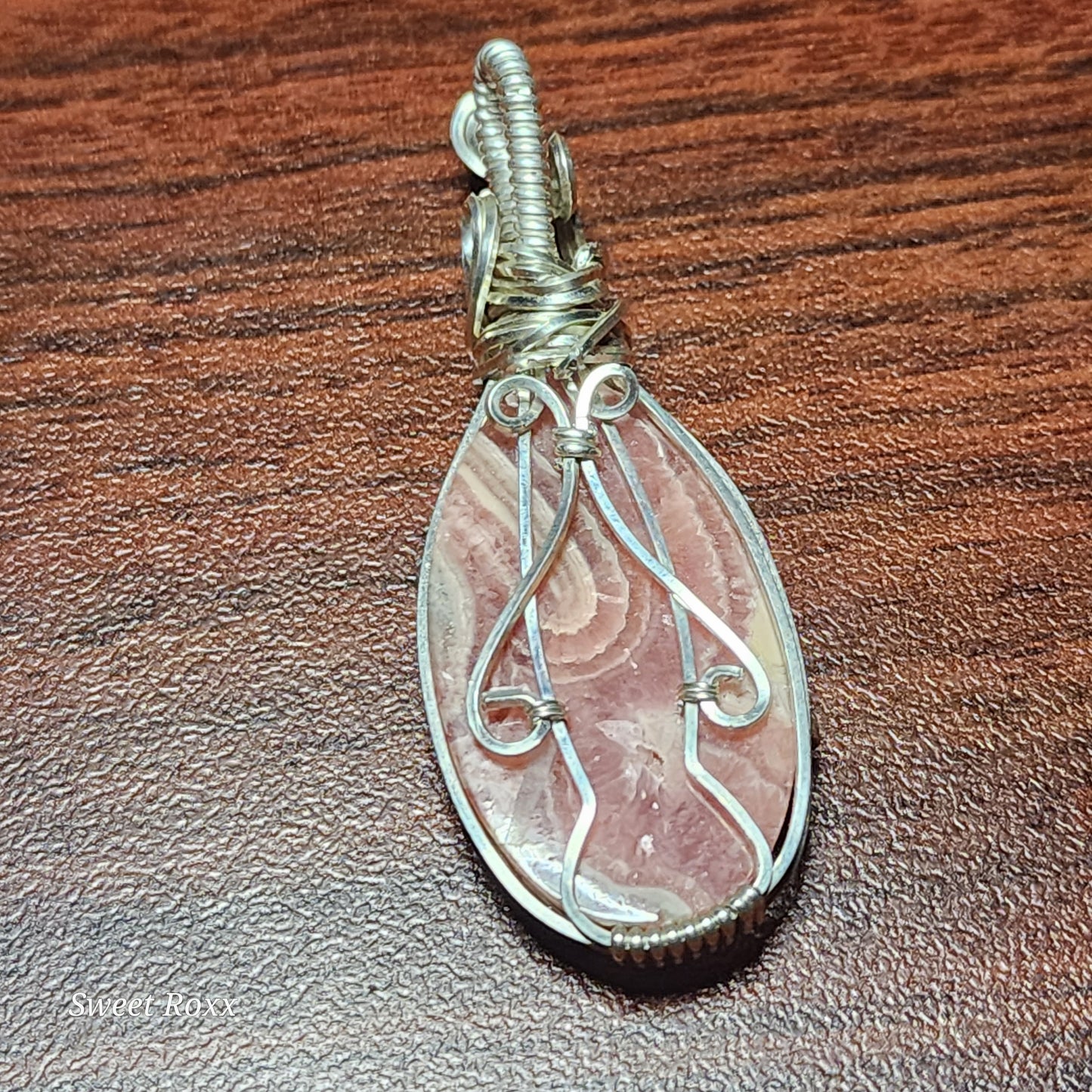 Rhodochrosite Pendant with Sterling Silver