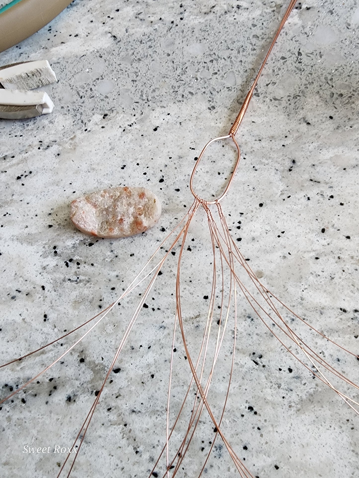 Sunstone Pendant with Antique Copper
