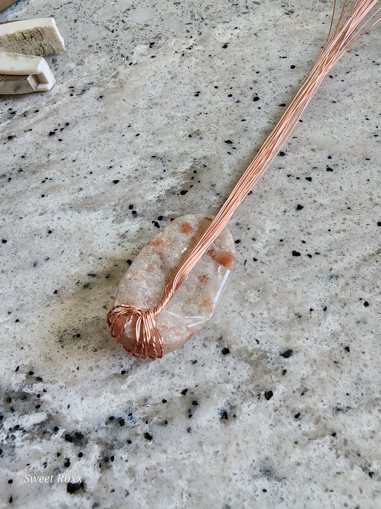 Sunstone Pendant with Antique Copper
