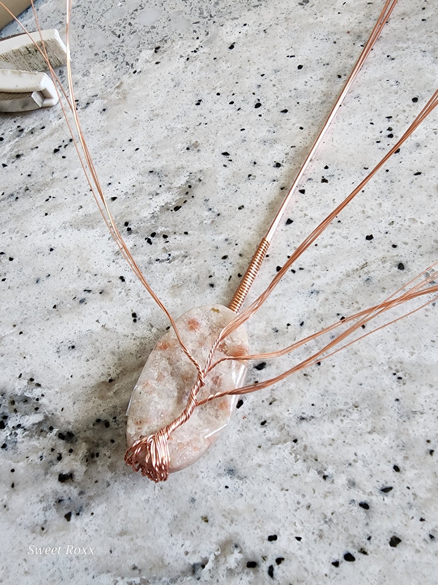 Sunstone Pendant with Antique Copper