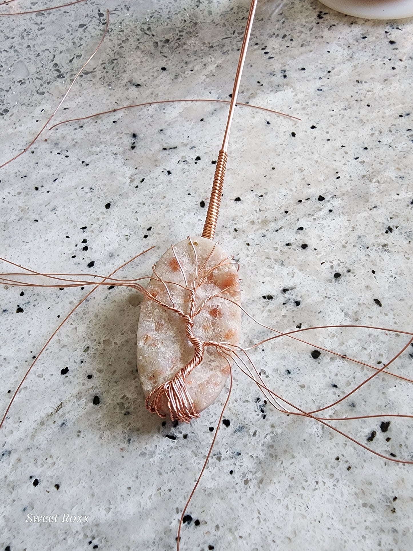 Sunstone Pendant with Antique Copper