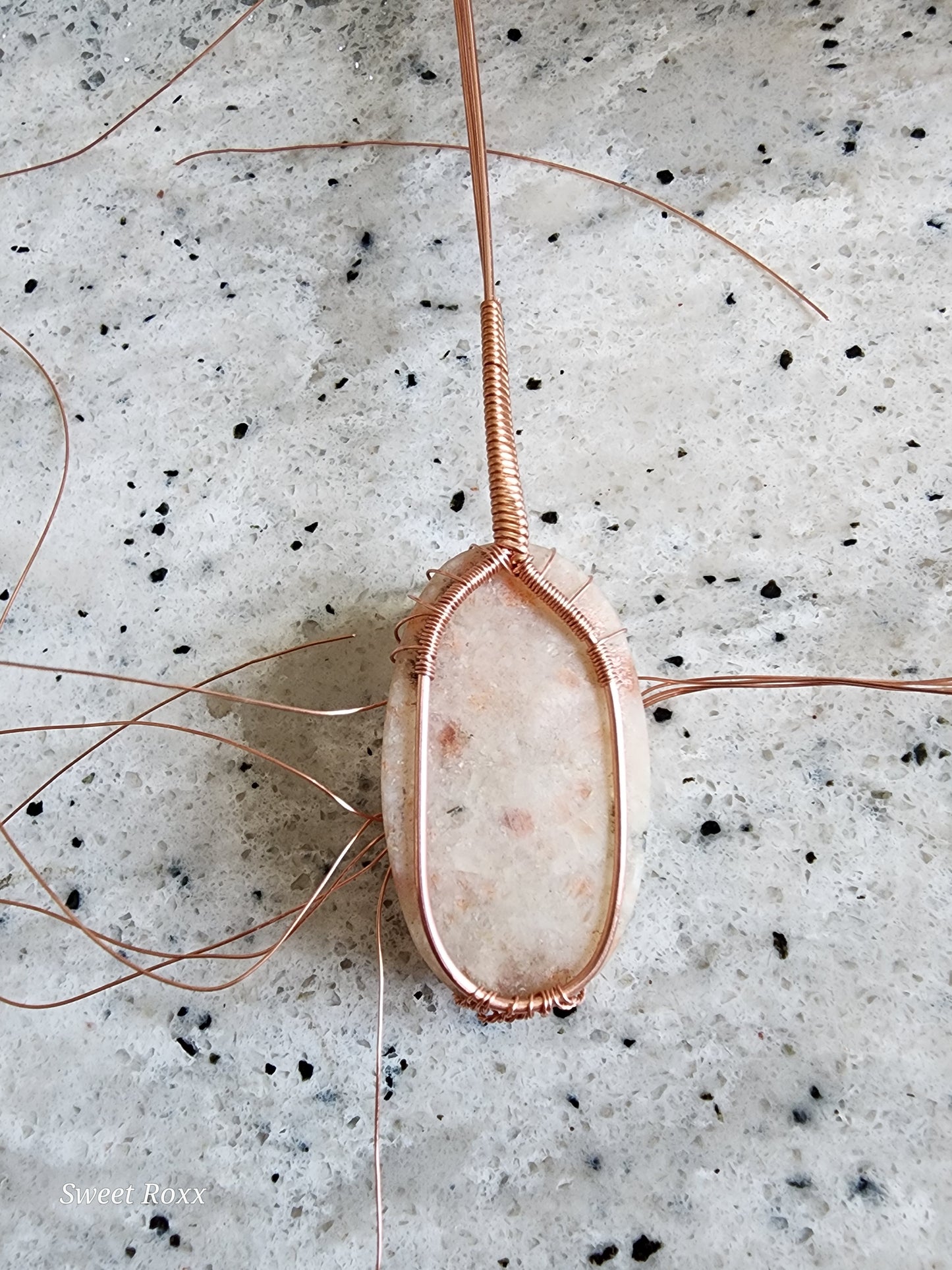 Sunstone Pendant with Antique Copper