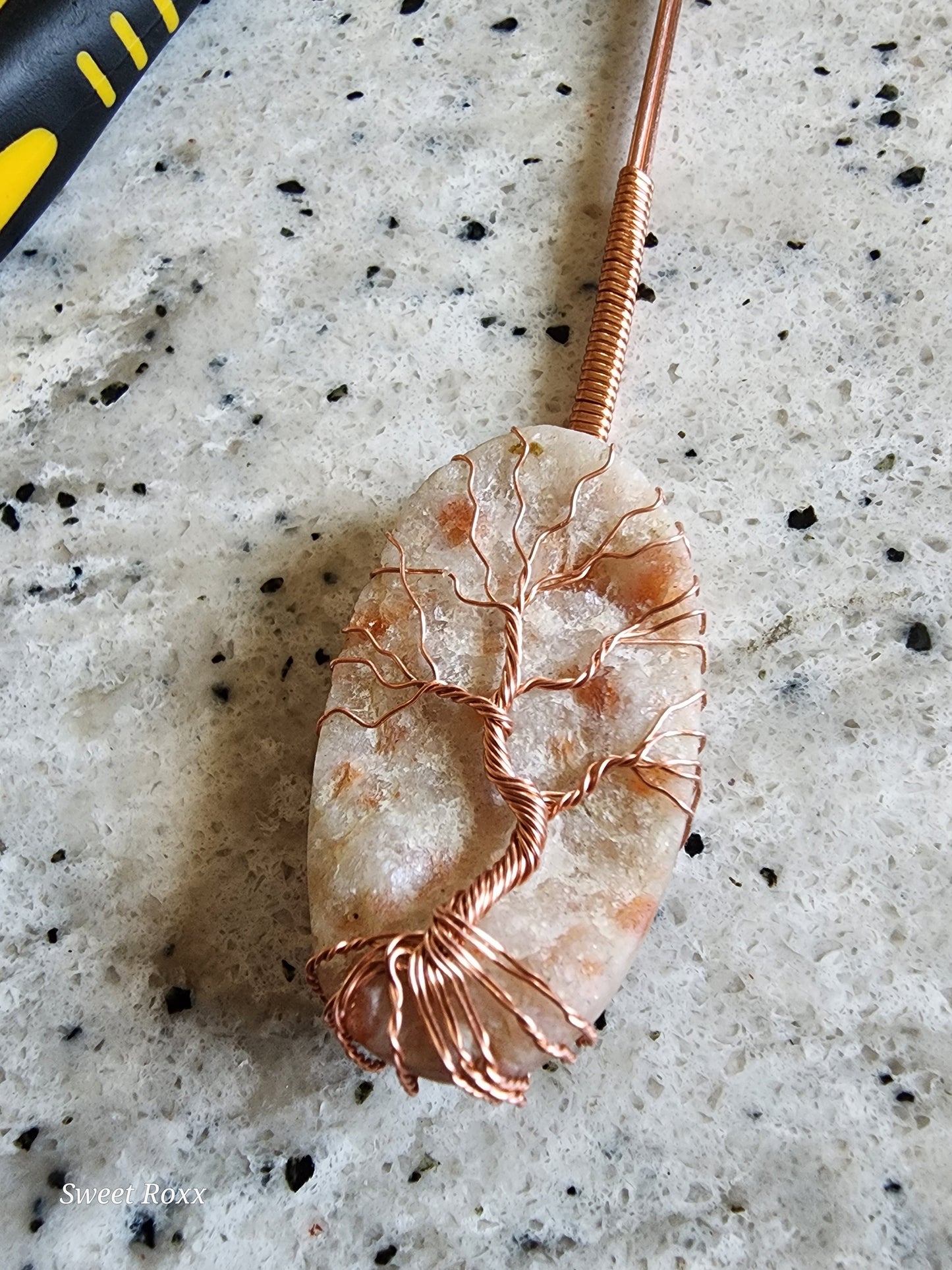 Sunstone Pendant with Antique Copper