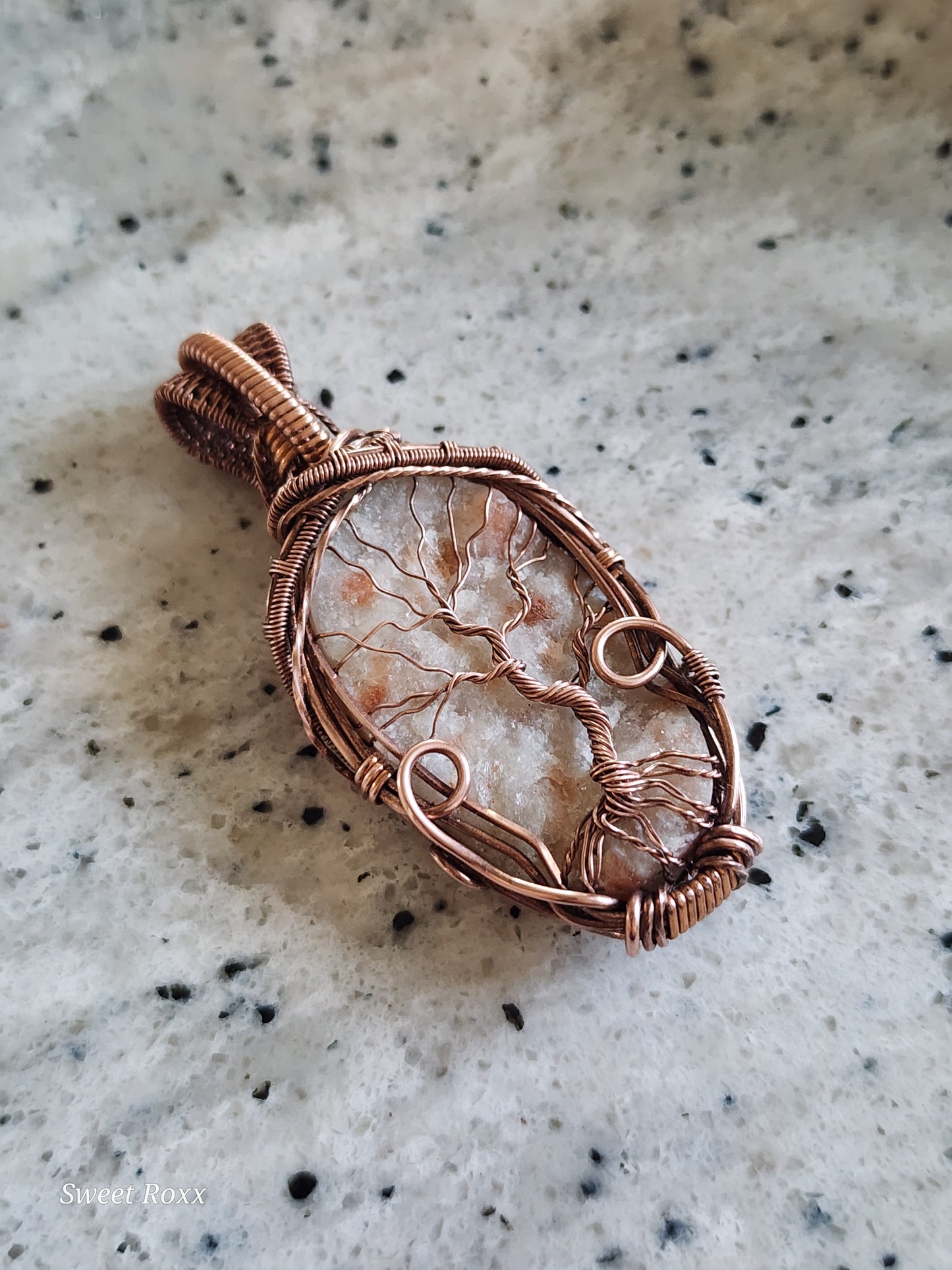 Sunstone Pendant with Antique Copper