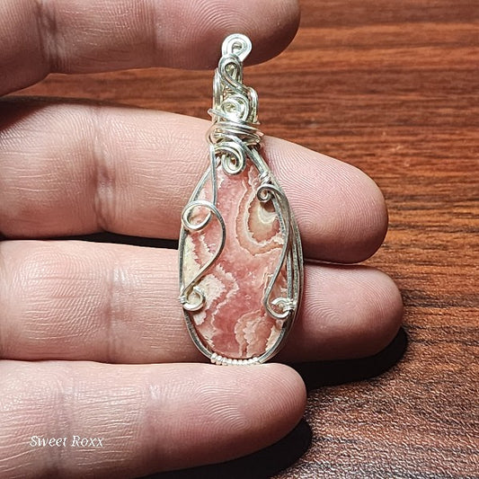 Rhodochrosite Pendant with Sterling Silver