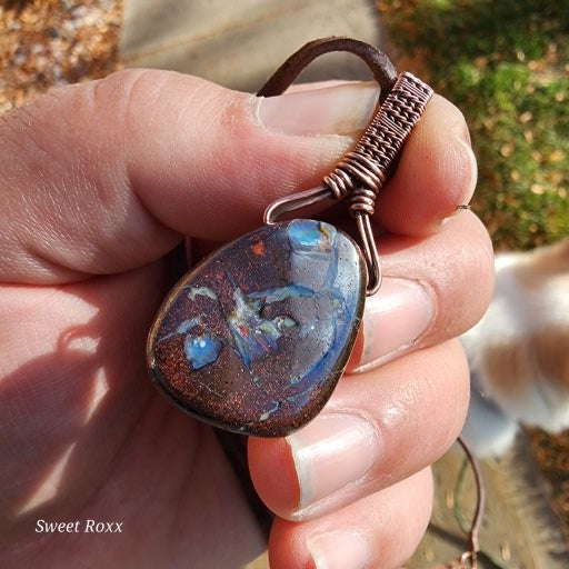 Boulder Opal with Vintage Copper