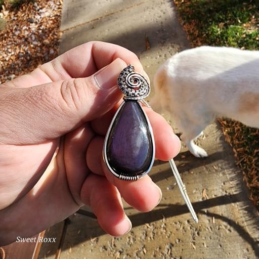 Rainbow Obsidian Wrapped in Vintage Sterling Silver