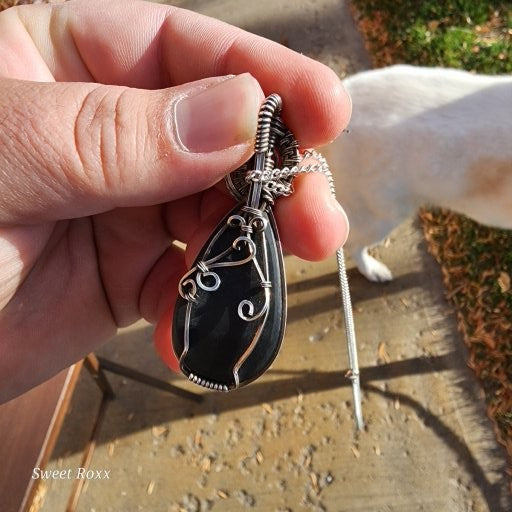 Rainbow Obsidian Wrapped in Vintage Sterling Silver