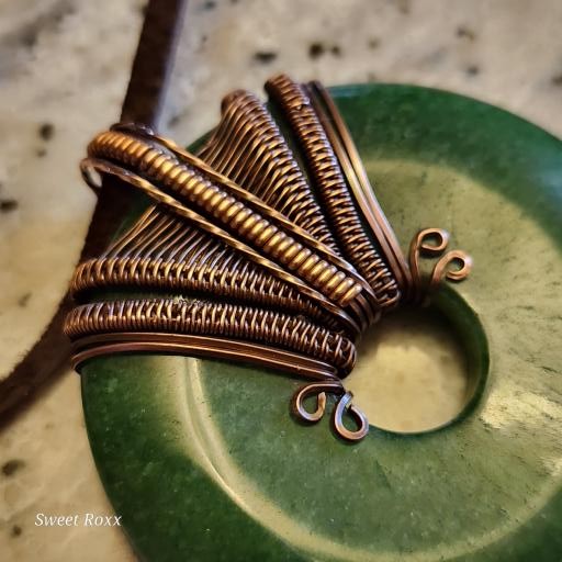 Green Aventurine Doughnut Medallion with Copper