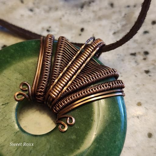 Green Aventurine Doughnut Medallion with Copper