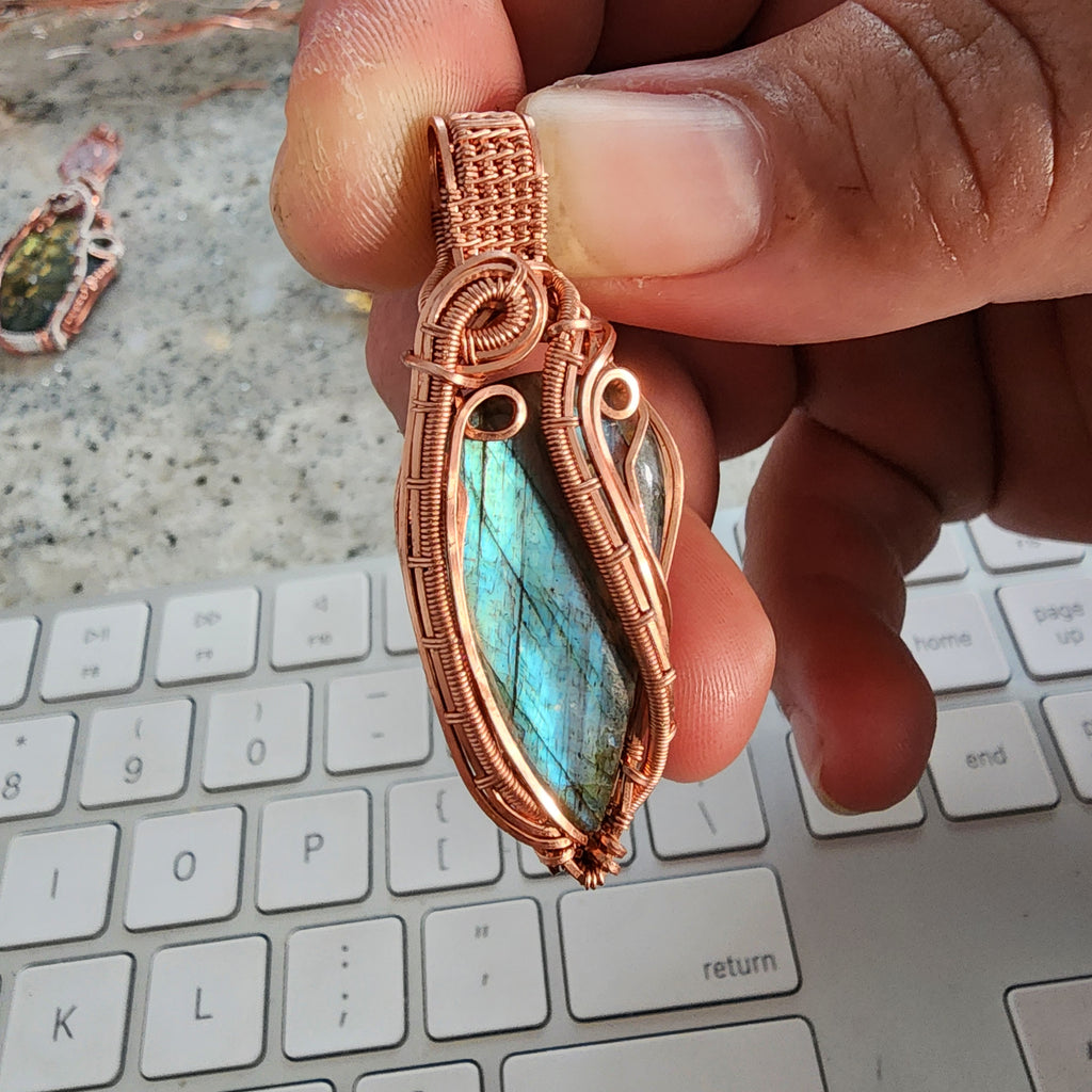 Blue/Green Aqua Labradorite Pendant