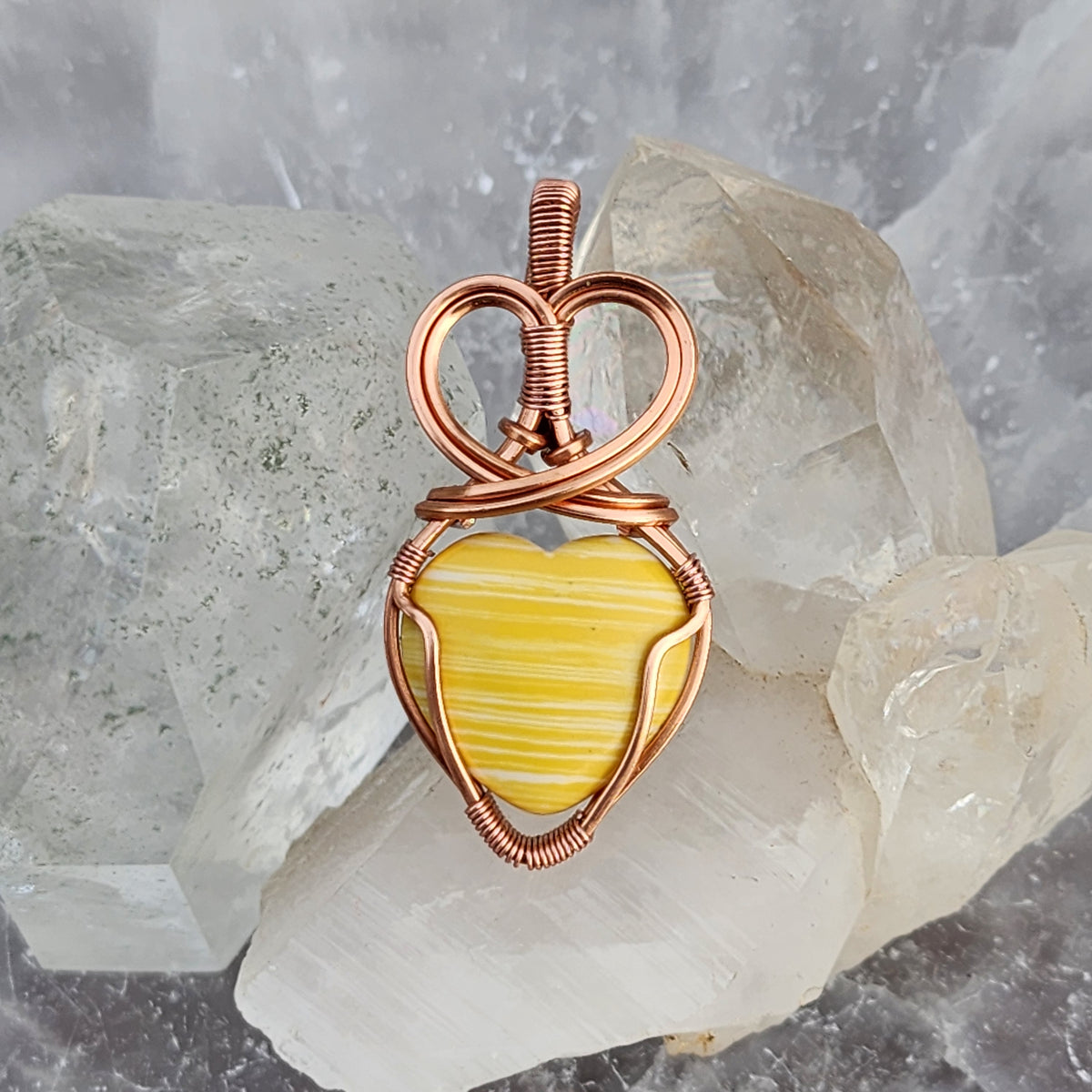 Yellow Calcite Heart Pendant