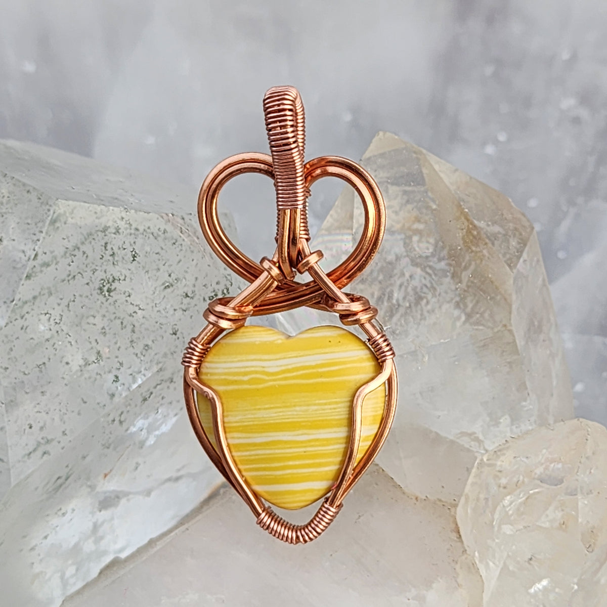 Yellow Calcite Heart Pendant