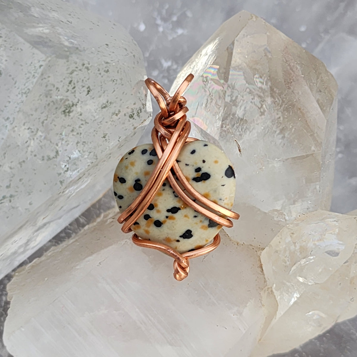 Dalmatian Stone Heart Pendant
