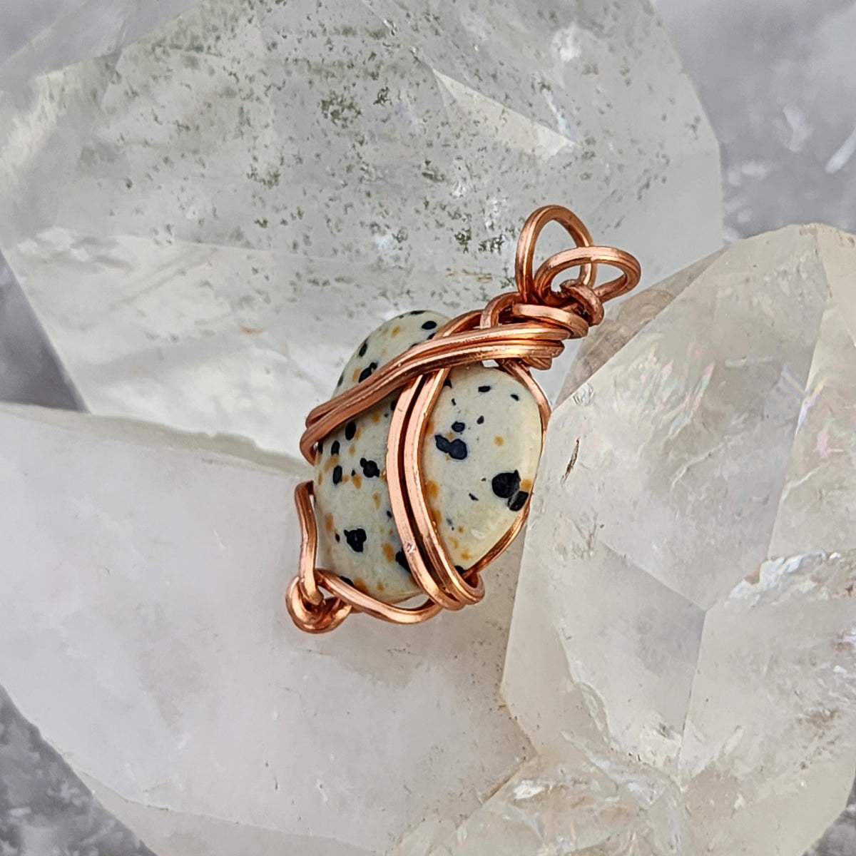 Dalmatian Stone Heart Pendant