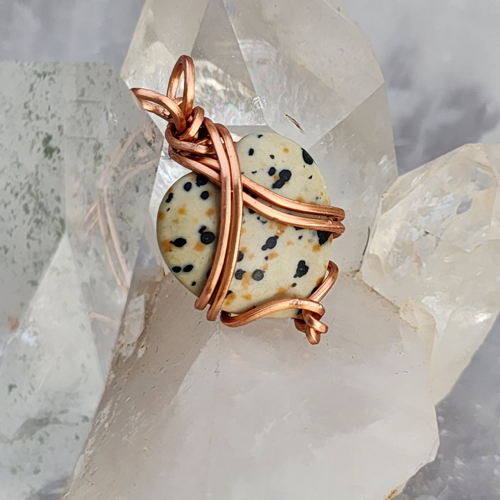 Dalmatian Stone Heart Pendant