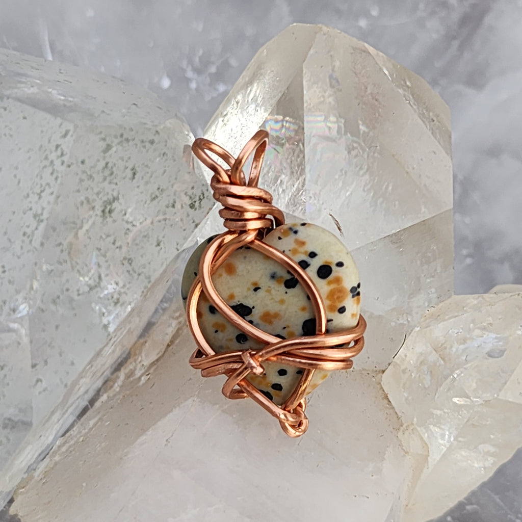 Dalmatian Stone Heart Pendant