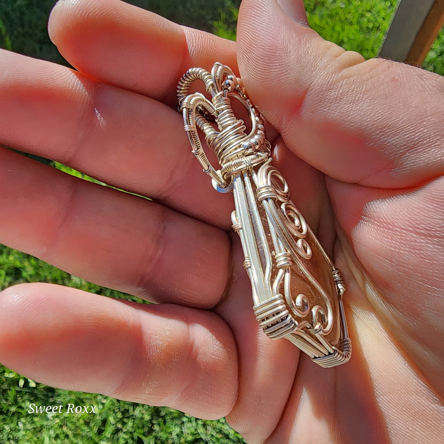 Golden Rutile Quartz Wrapped in Sterling Silver