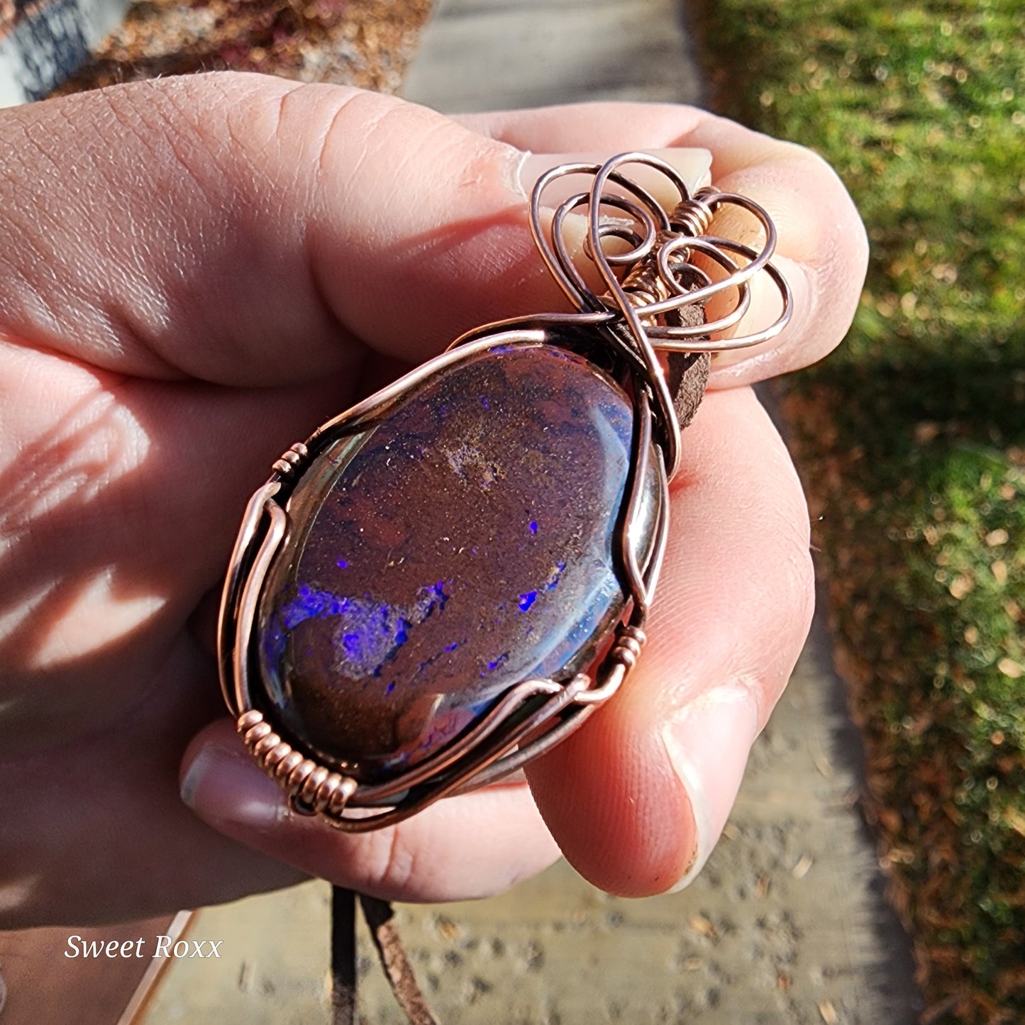 Boulder Opal wrapped in Vintage Copper