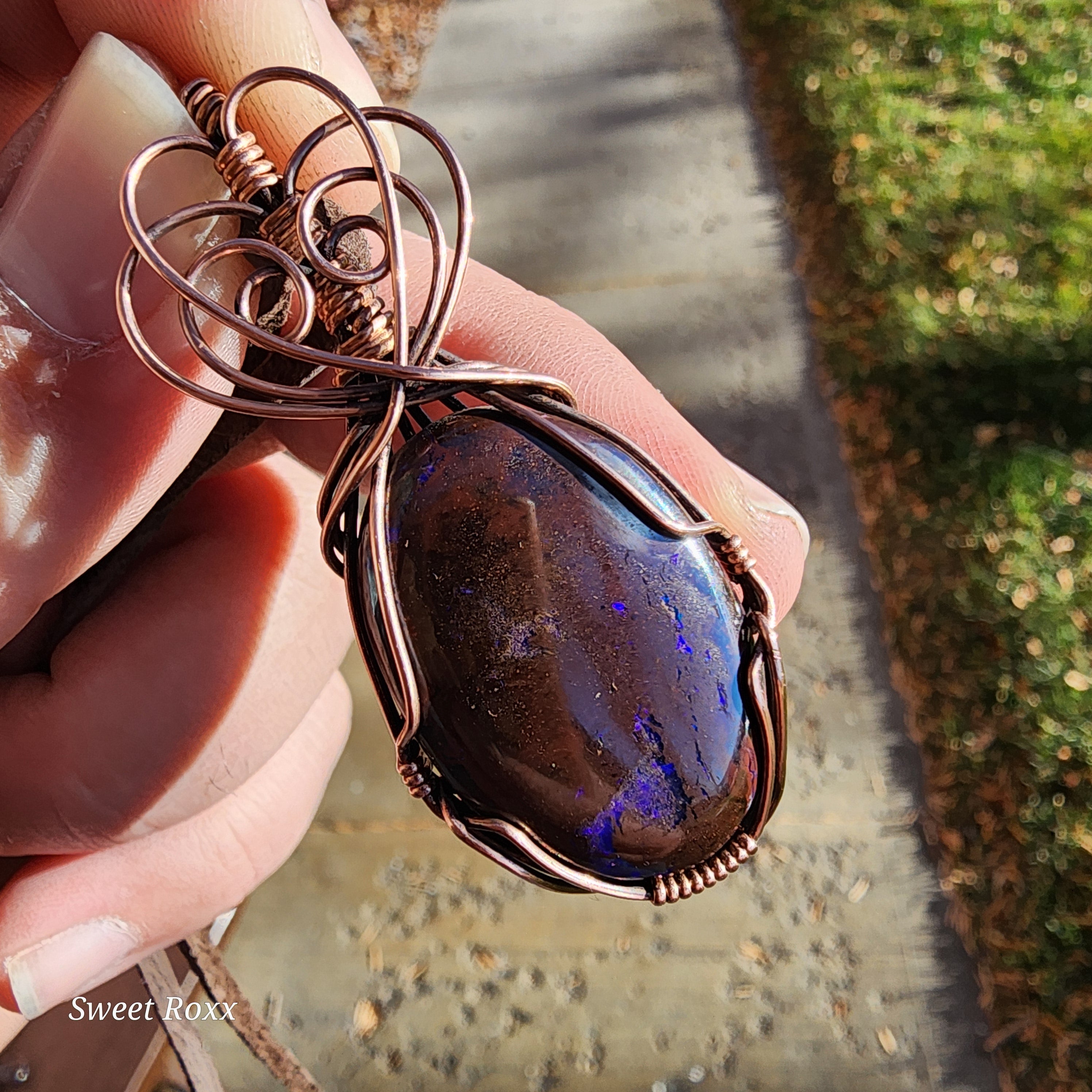 Boulder Opal wrapped in Vintage Copper