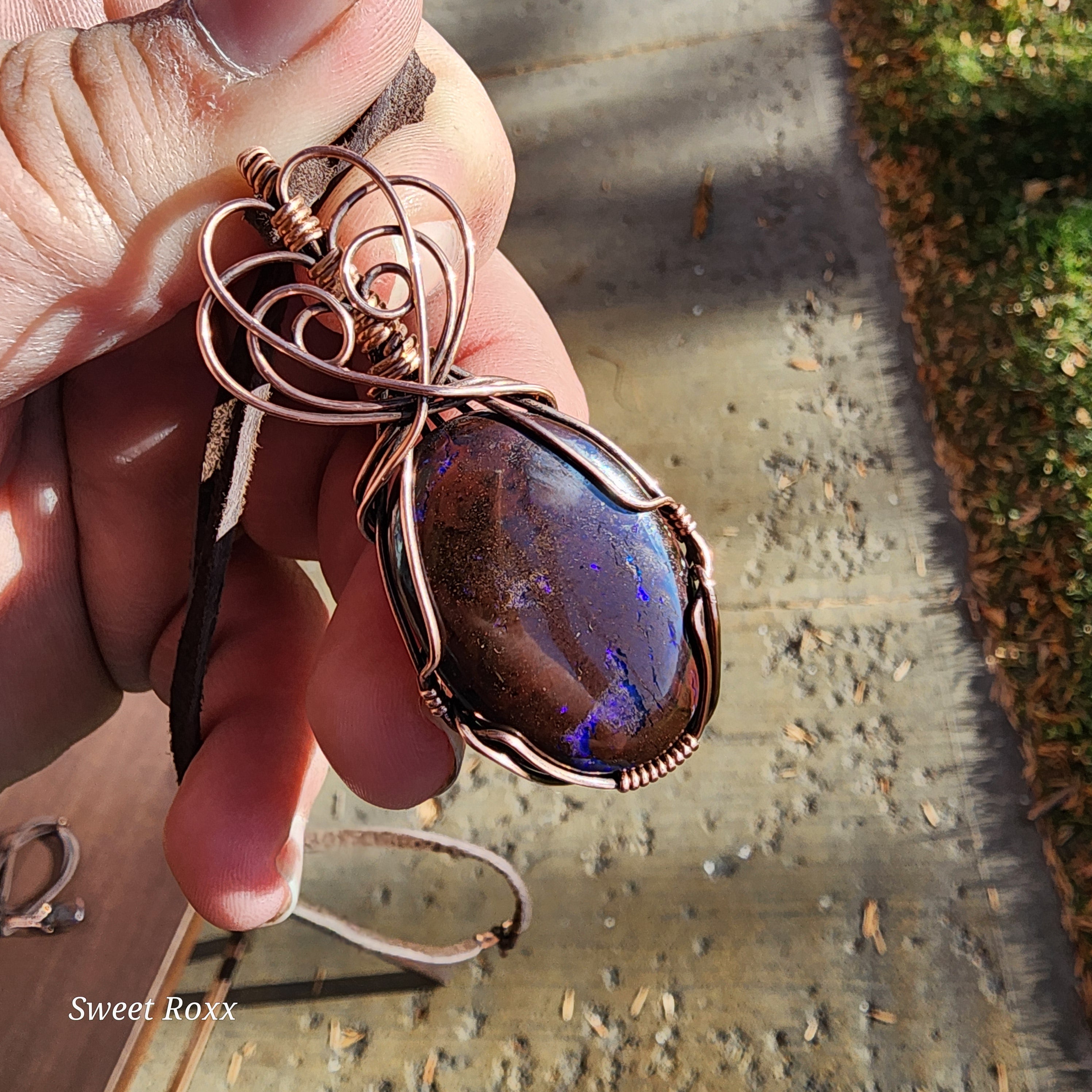 Boulder Opal wrapped in Vintage Copper
