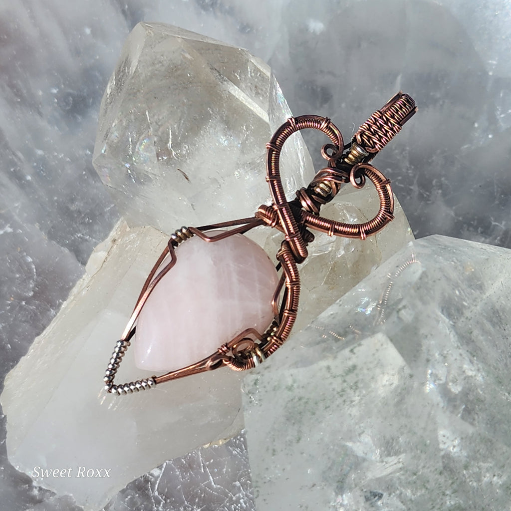 Handcrafted Rose Quartz Wire-Wrapped Pendant