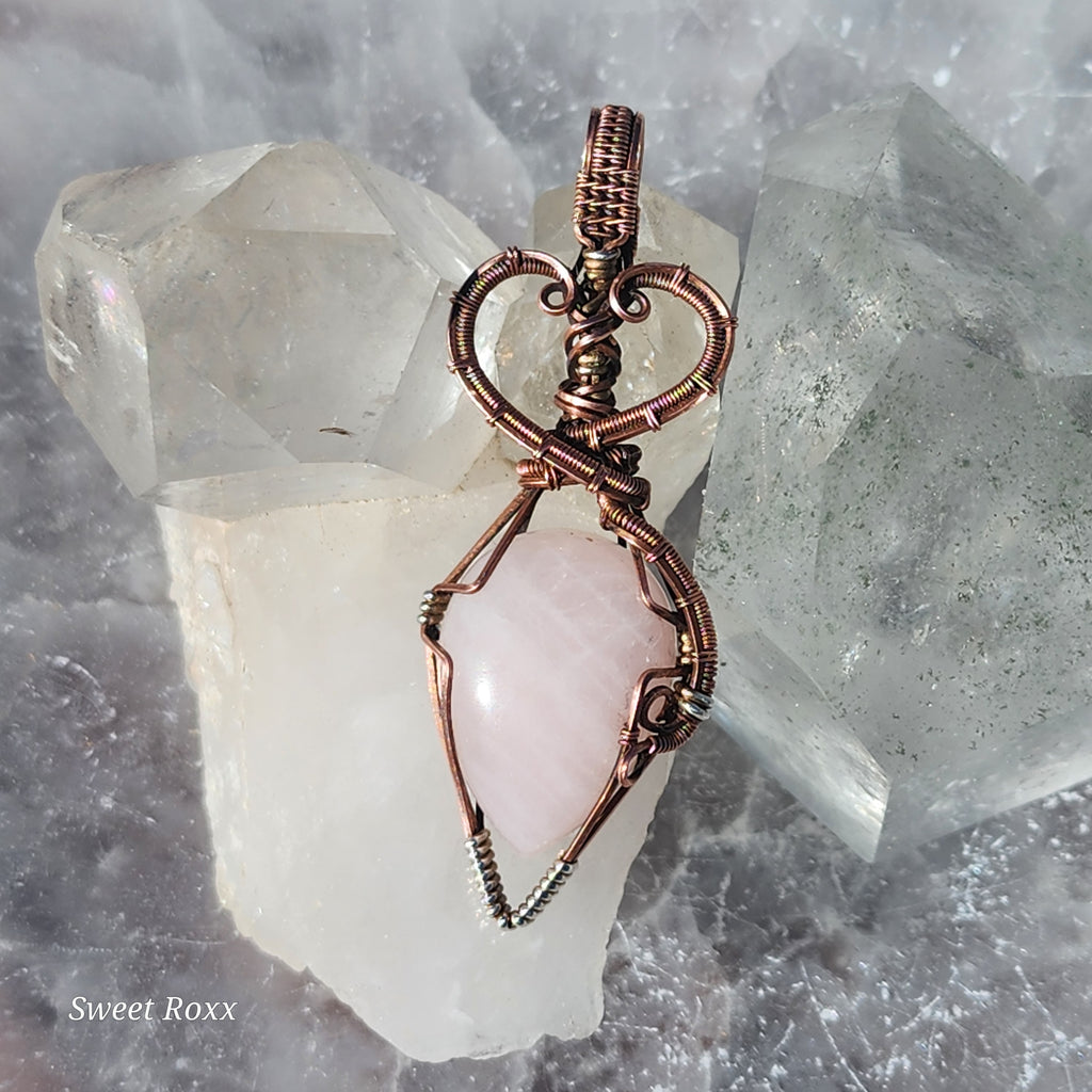 Handcrafted Rose Quartz Wire-Wrapped Pendant