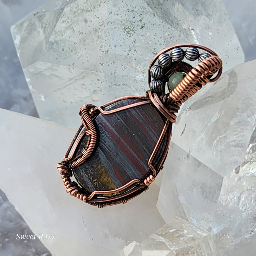 Divine Masculine Tiger Iron Pendant in Vintage Copper