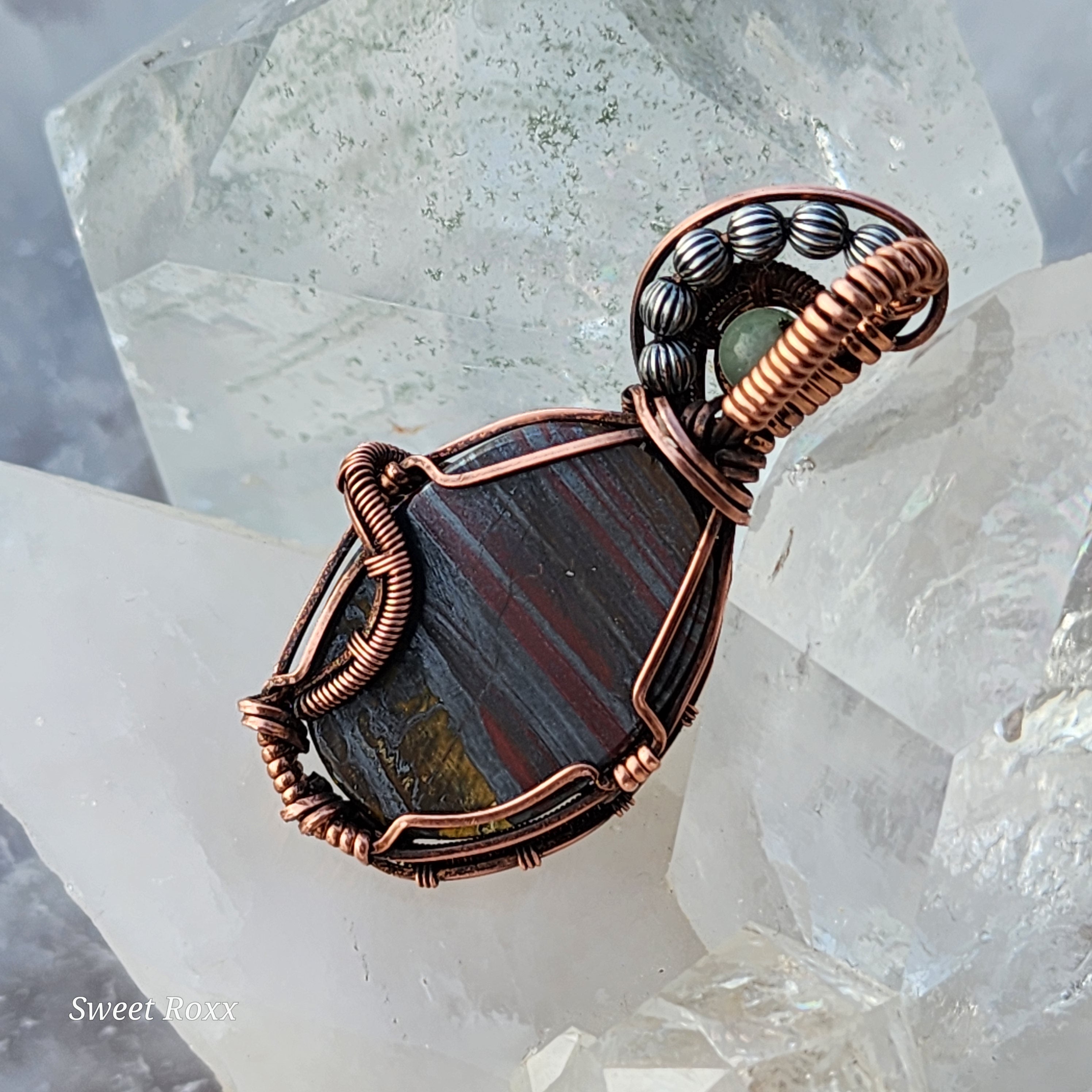 Divine Masculine Tiger Iron Pendant in Vintage Copper