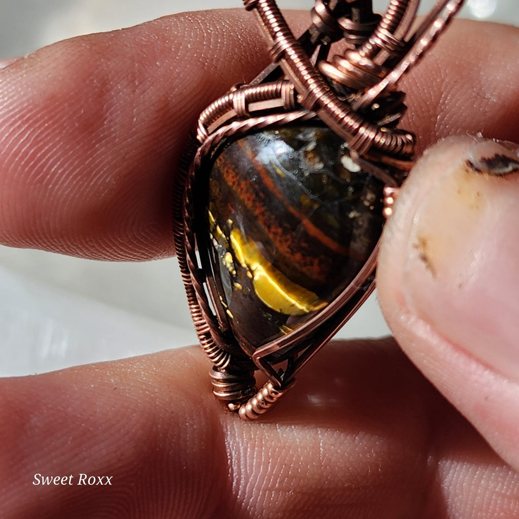 Divine Feminine Tiger Iron Pendant in Vintage Copper