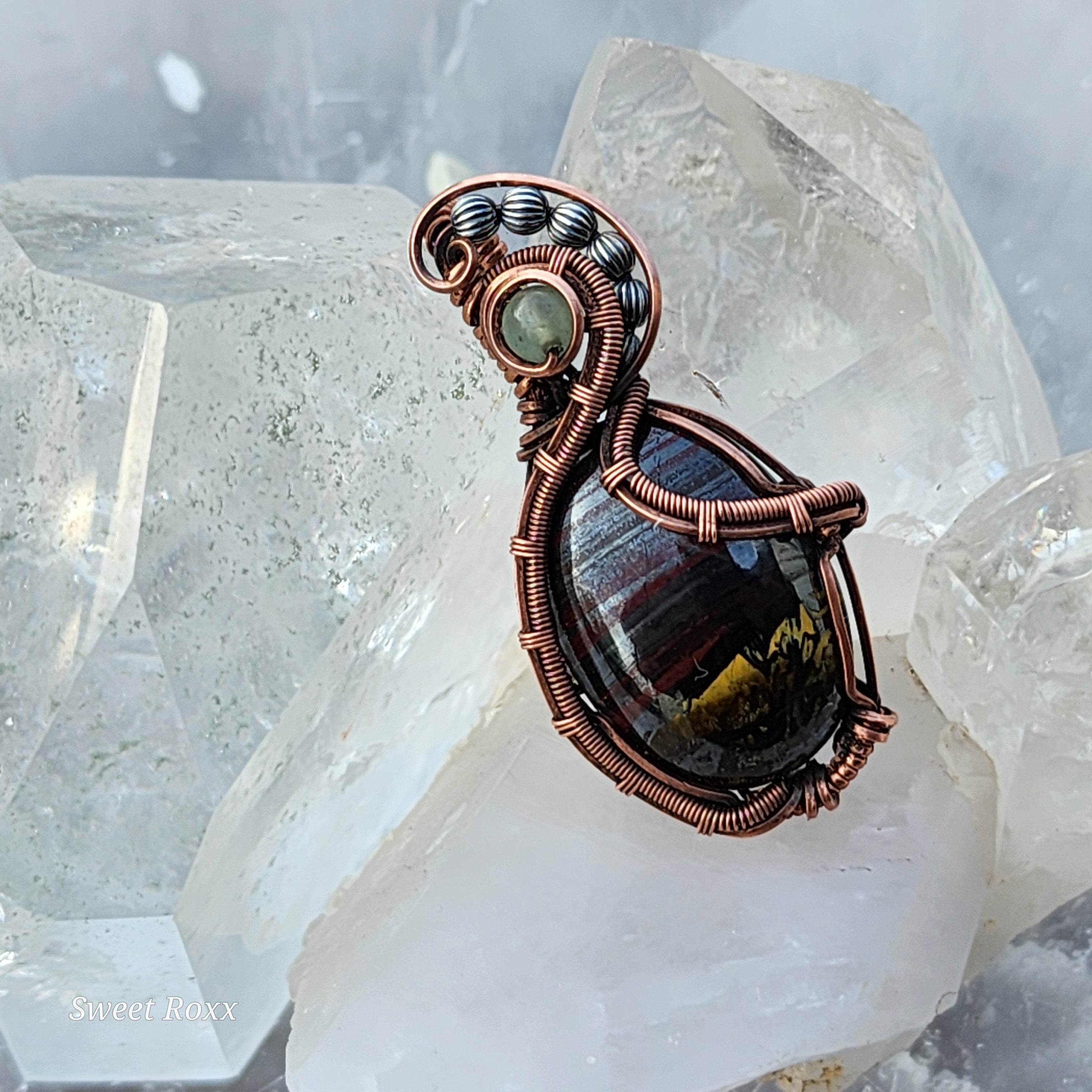 Divine Masculine Tiger Iron Pendant in Vintage Copper
