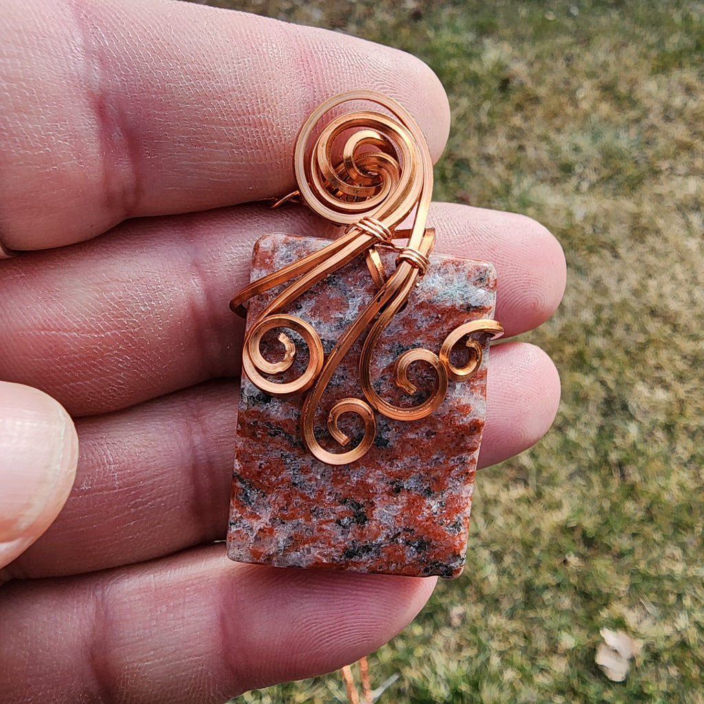 Red Granite Pendant in Copper