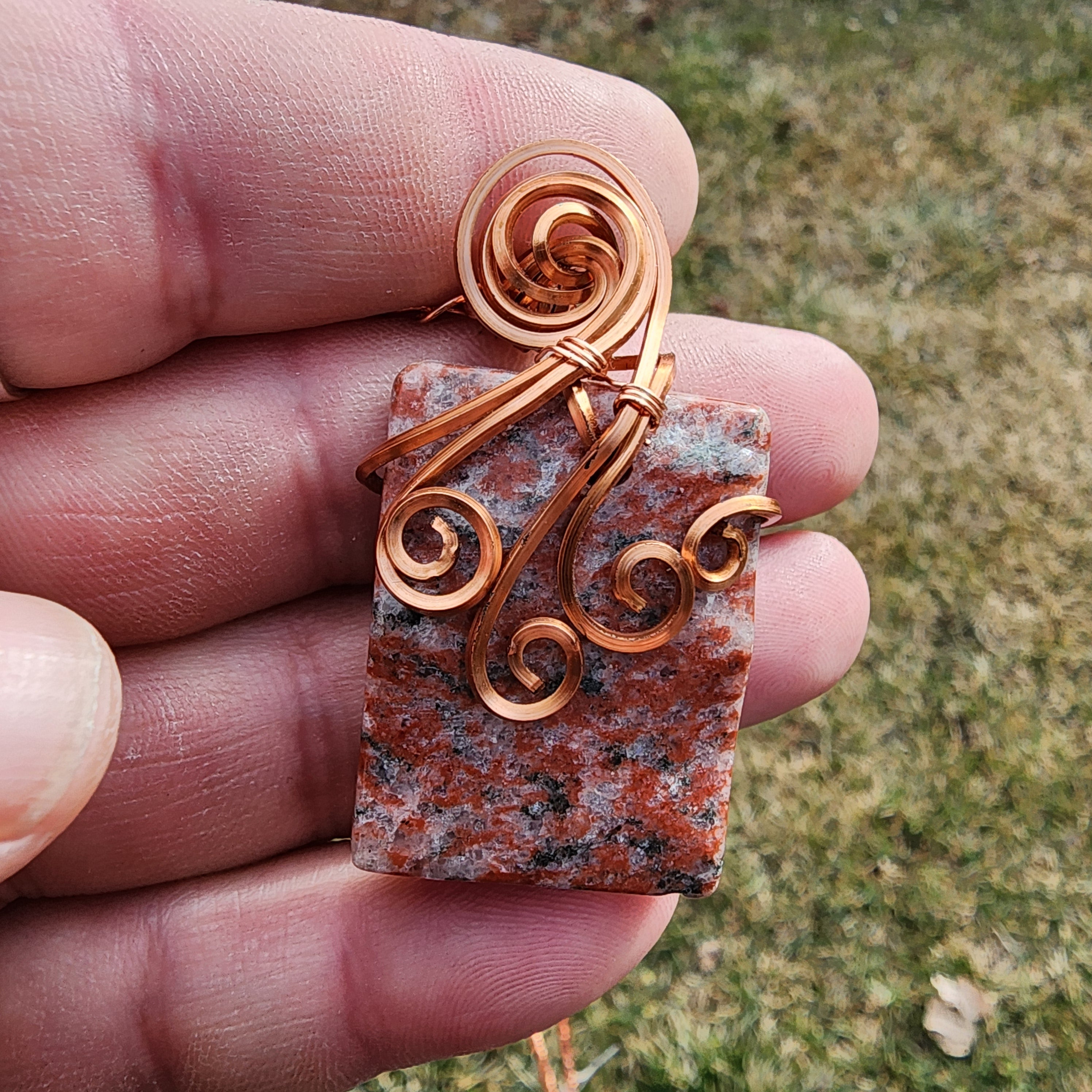 Red Granite Pendant in Copper