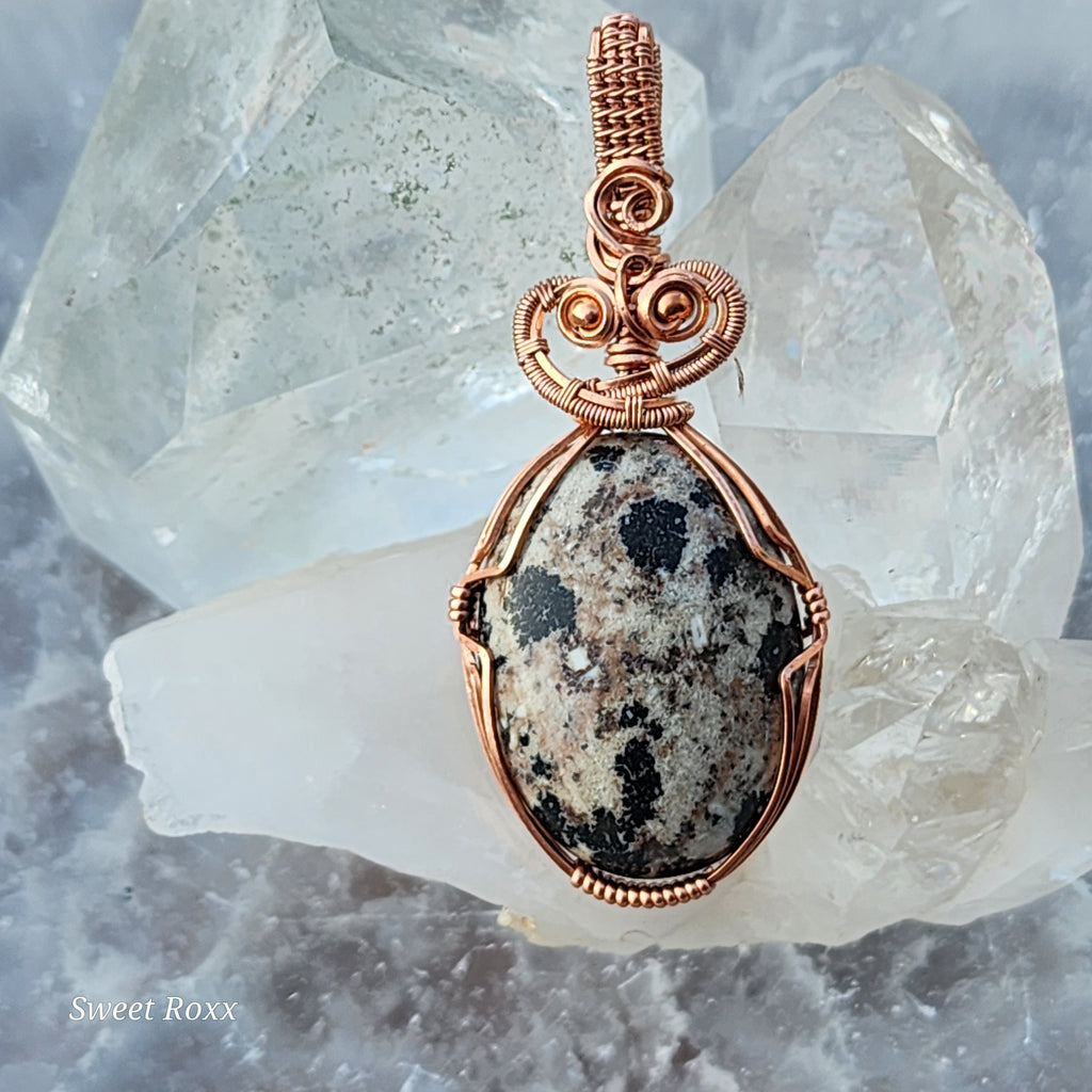 Dalmatian Jasper Pendant in Vintage Copper