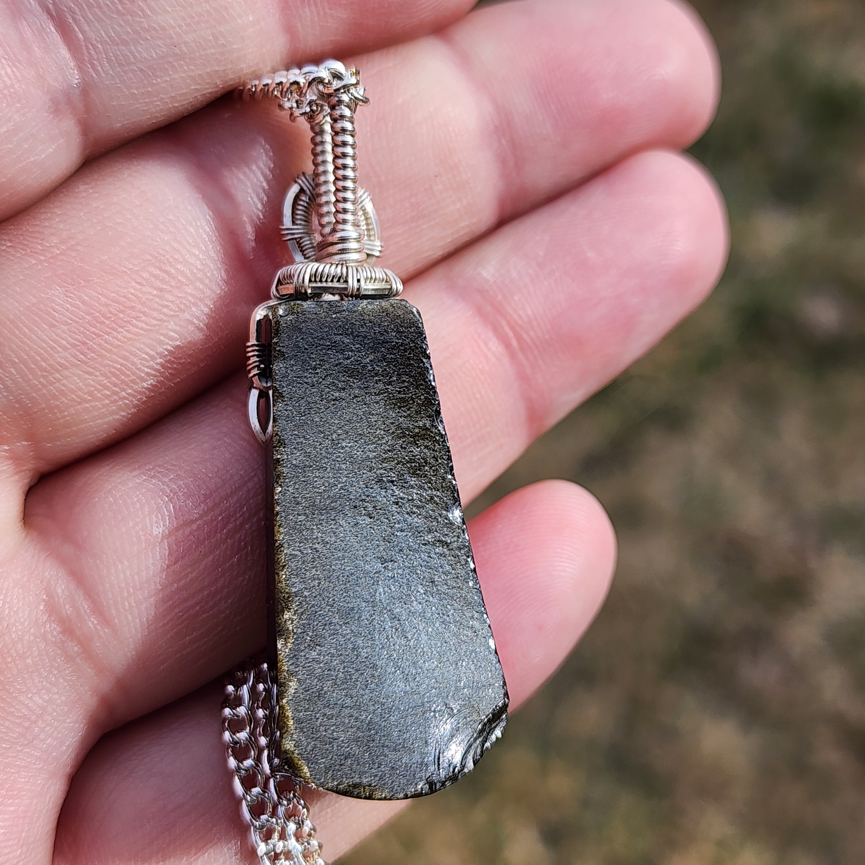 Gold Sheen Obsidian Pendant in Sterling Silver