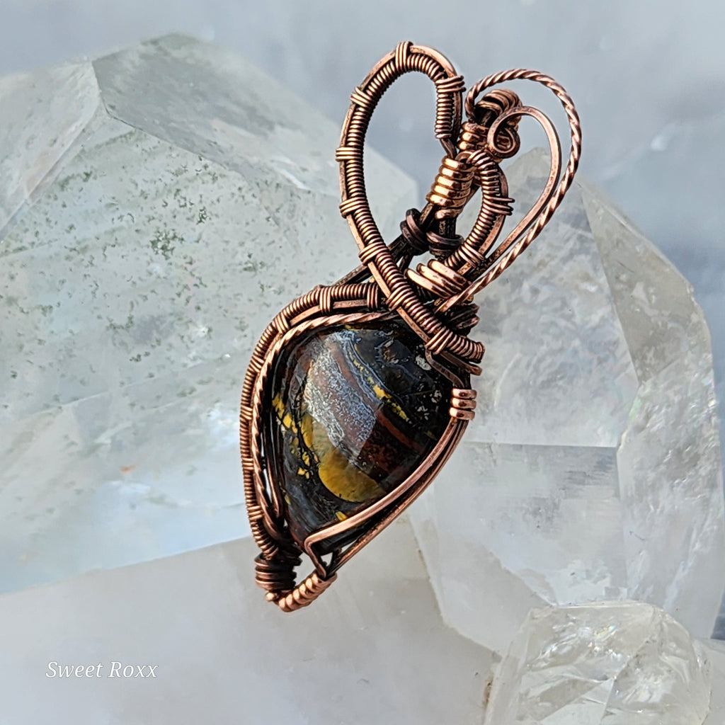 Divine Feminine Tiger Iron Pendant in Vintage Copper
