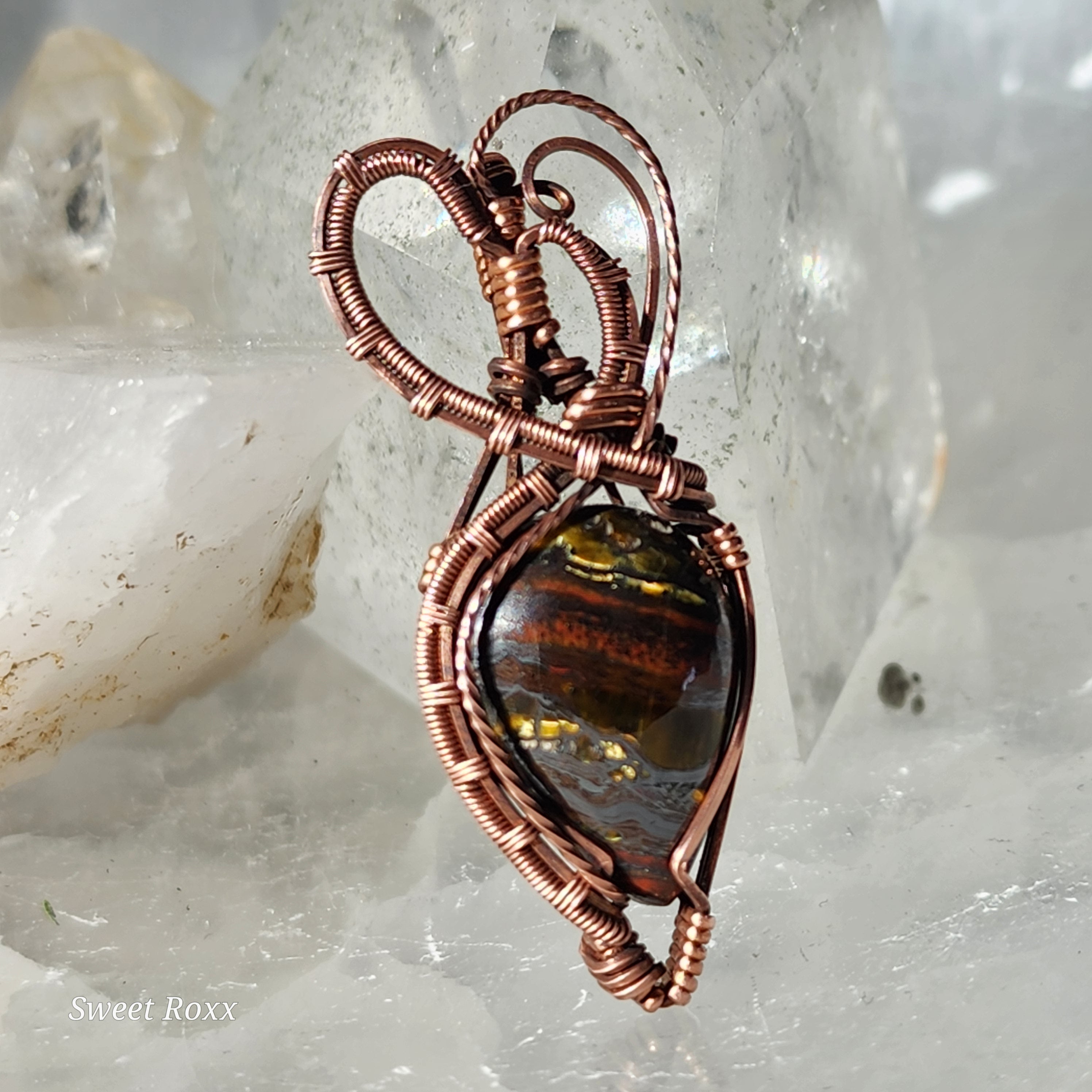 Divine Feminine Tiger Iron Pendant in Vintage Copper