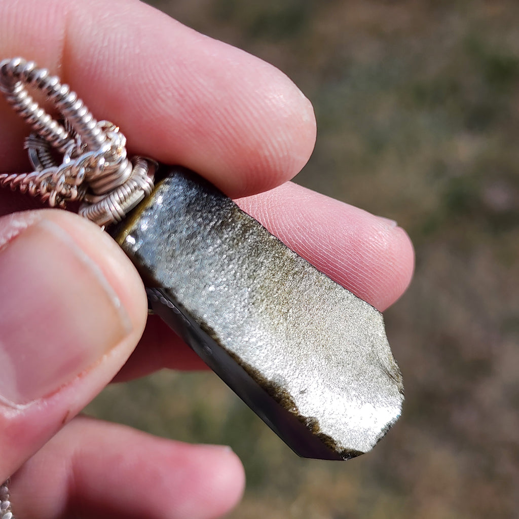 Gold Sheen Obsidian Pendant in Sterling Silver