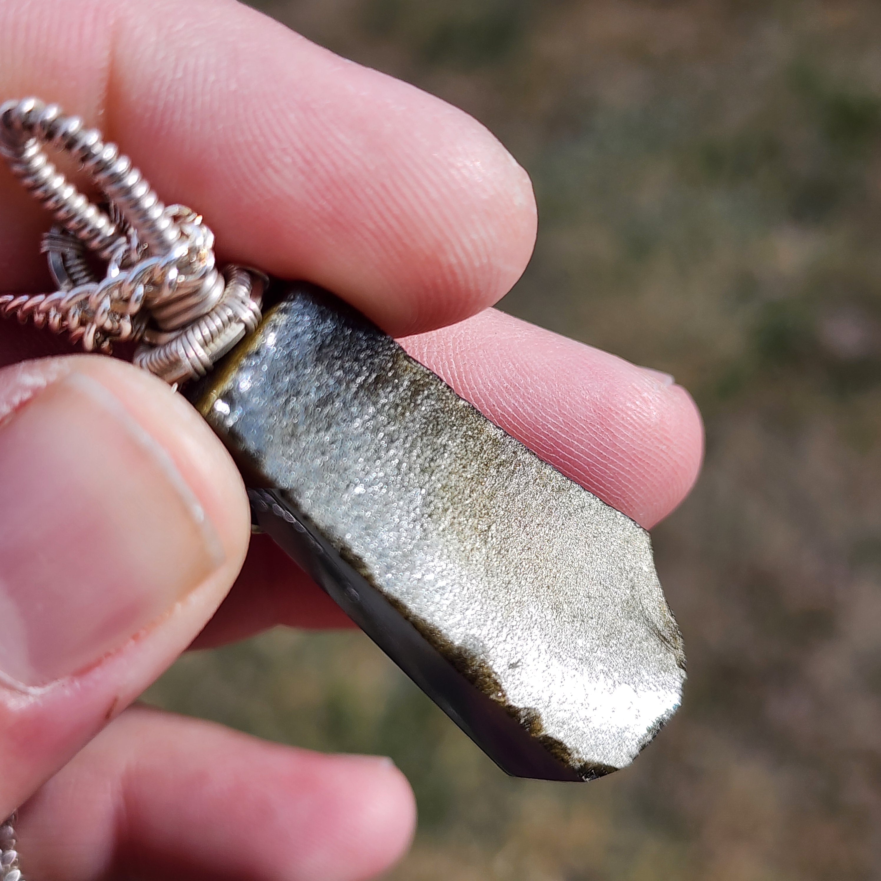 Gold Sheen Obsidian Pendant in Sterling Silver