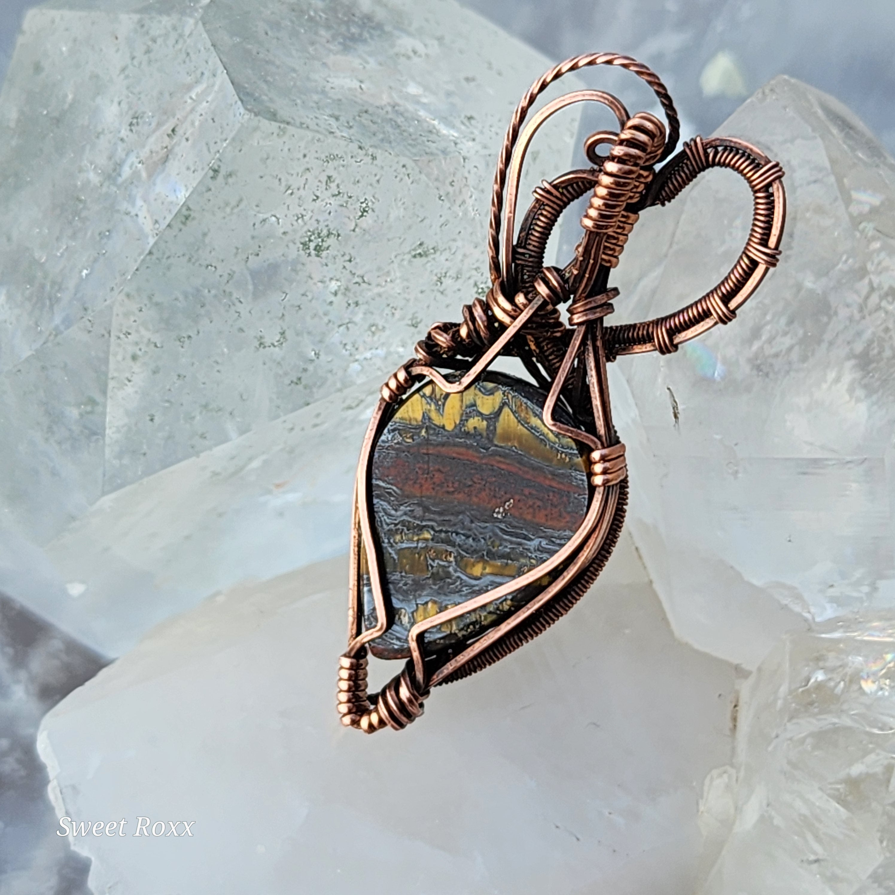 Divine Feminine Tiger Iron Pendant in Vintage Copper