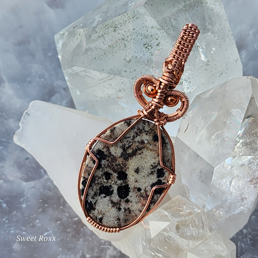 Dalmatian Jasper Pendant in Vintage Copper