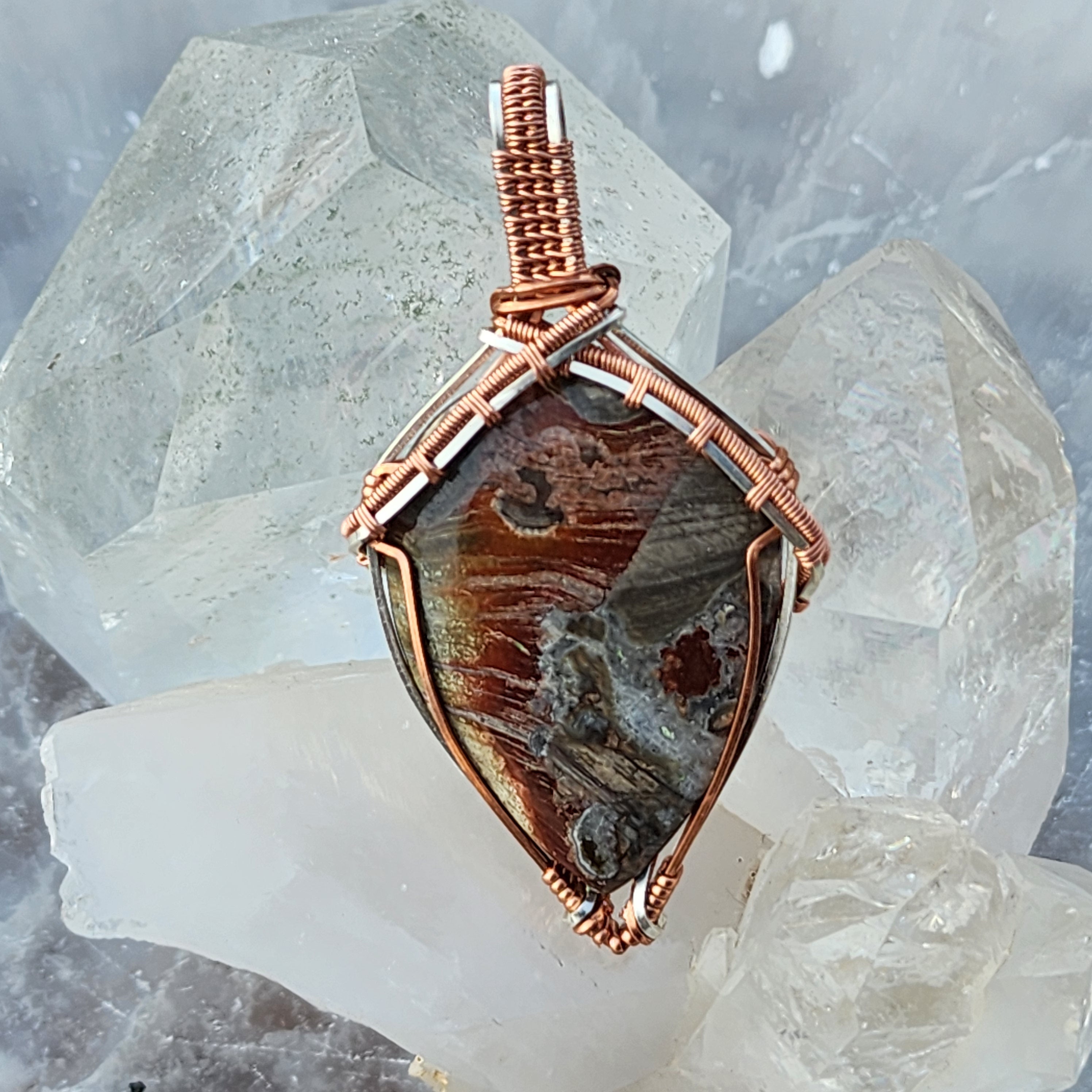 Structural Mushroom Rhyolite Shield Pendant