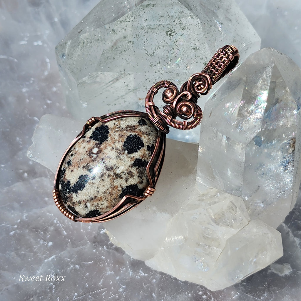 Dalmatian Jasper Pendant in Vintage Copper