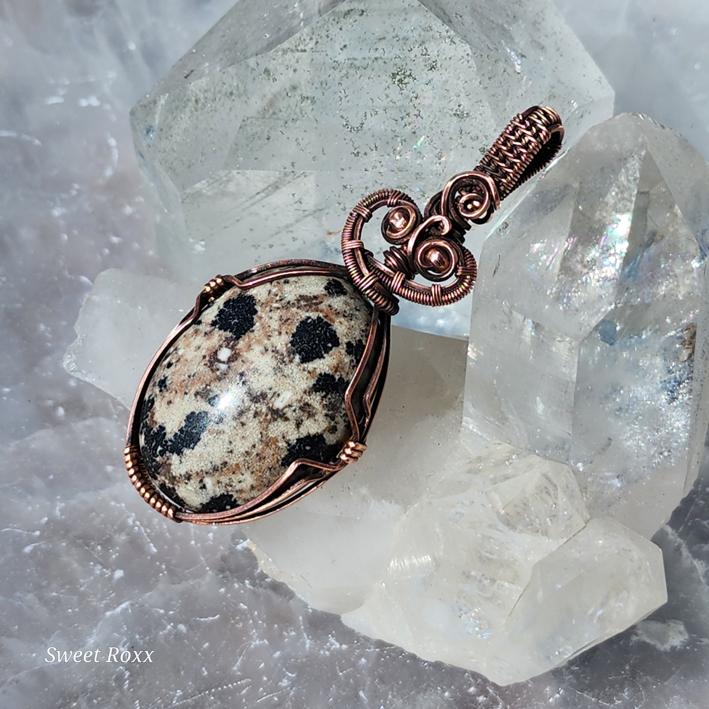 Dalmatian Jasper Pendant in Vintage Copper
