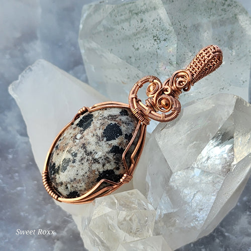 Dalmatian Jasper Pendant in Vintage Copper